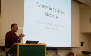 Dr. Rajil Karnani lectures to the MSRJ Elective students about pursuing a career in academic medicine.